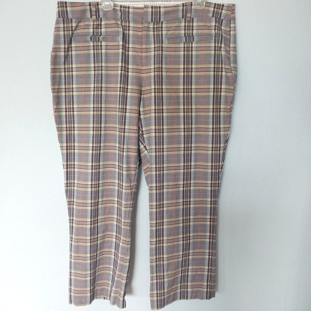 Maeve Plaid Ankle Cropped Colette Pants 18W